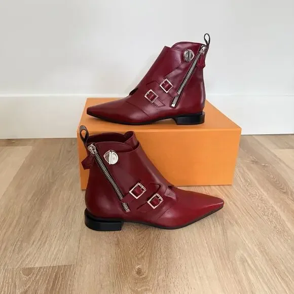 Louis Vuitton Jumble Flat Ankle Boot Size 38 7 7.5 Pointed Toe Leather NIB New - Picture 2 of 16